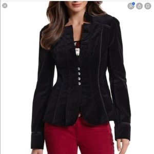 WHBM Black Velvet Military Detail Jacket